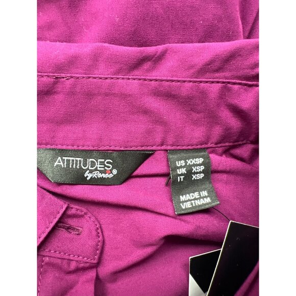 Attitudes by Renee Petite Woven Button Front Shirt Size XXSP Pleated Cuffs NEW - Picture 6 of 9